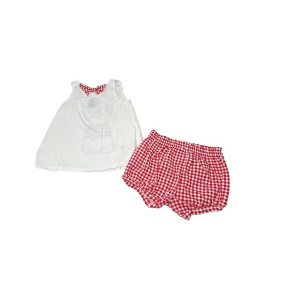 Baby Girl's Outfits - Peach Floral, Red‎ & White Check, Turquoise & White -24 M - Picture 3 of 8